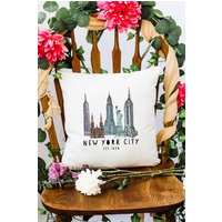 New York City Skyline | Nyc, 100% Baumwolle Leinwand, Dekoratives Dekokissen, Original Design von MoonlightMakers
