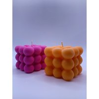 Bubble Cube Kerze | 3D Wohndekor Vegane Soja Selbstgemacht von Moonluxcandless