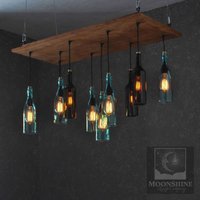 The Napa - Recycelte Weinflasche Hängender Kronleuchter Moderne Bauernbeleuchtung von MoonshineLamp