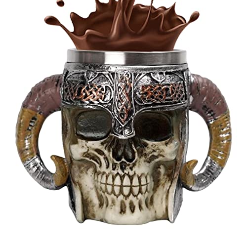 Moonyan Gothic 3D Skull Kaffeebecher, Mittelalterlicher Oktopus-Schädel-Weinkelch Mit Tentakelgriff, Edelstahl Skeleton Trinkbecher Becher Zum Kaffee/Getränke/Saft 450 l von Moonyan