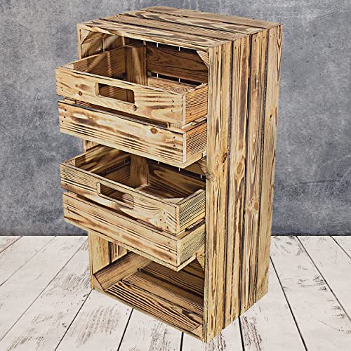 Moooble Holzkisten geflammt, besonderer Holzeffekt |inklusive 2 Schubladen | NEU | 68x40x30 cm | Obstkiste für Gartenutensilien & Deko Moooble Holzkisten geflammt, besonderer Holzeffekt |inklusive 2 Schubladen | NEU | 68x40x30 cm | Obstkiste für Gartenutensilien & Deko von Moooble