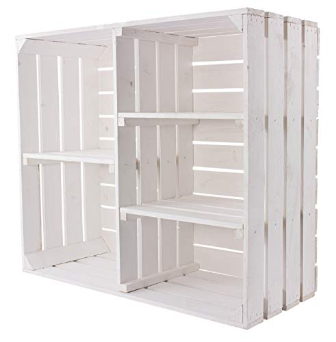 Moooble Holzkisten weiß | mit insgesamt 5 Fächern und 3 Regalbrettern | 77x68x35 cm | viel Stauraum für Kleidung, Geschirr oder Dekoration (1) von Moooble