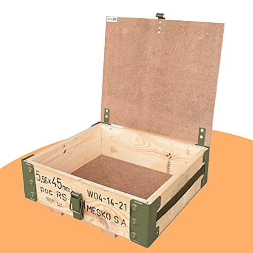 Moooble Kleine Munitionskiste Typ RG-42 im Naturton, 48x31x16cm - Militär Truhe Offizierskoffer Aufbewahrungskiste Munitionsbox Militaria von Moooble