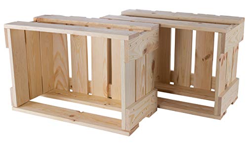 Moooble Helle Natur Weinkiste 46cm x 30,5cm x 24cm Obstkisten Flaschenkiste Aufbewahrungsbox Land Regal Holz unbehandelt klassisch Schuhbox DIY stabil Tisch von Moooble