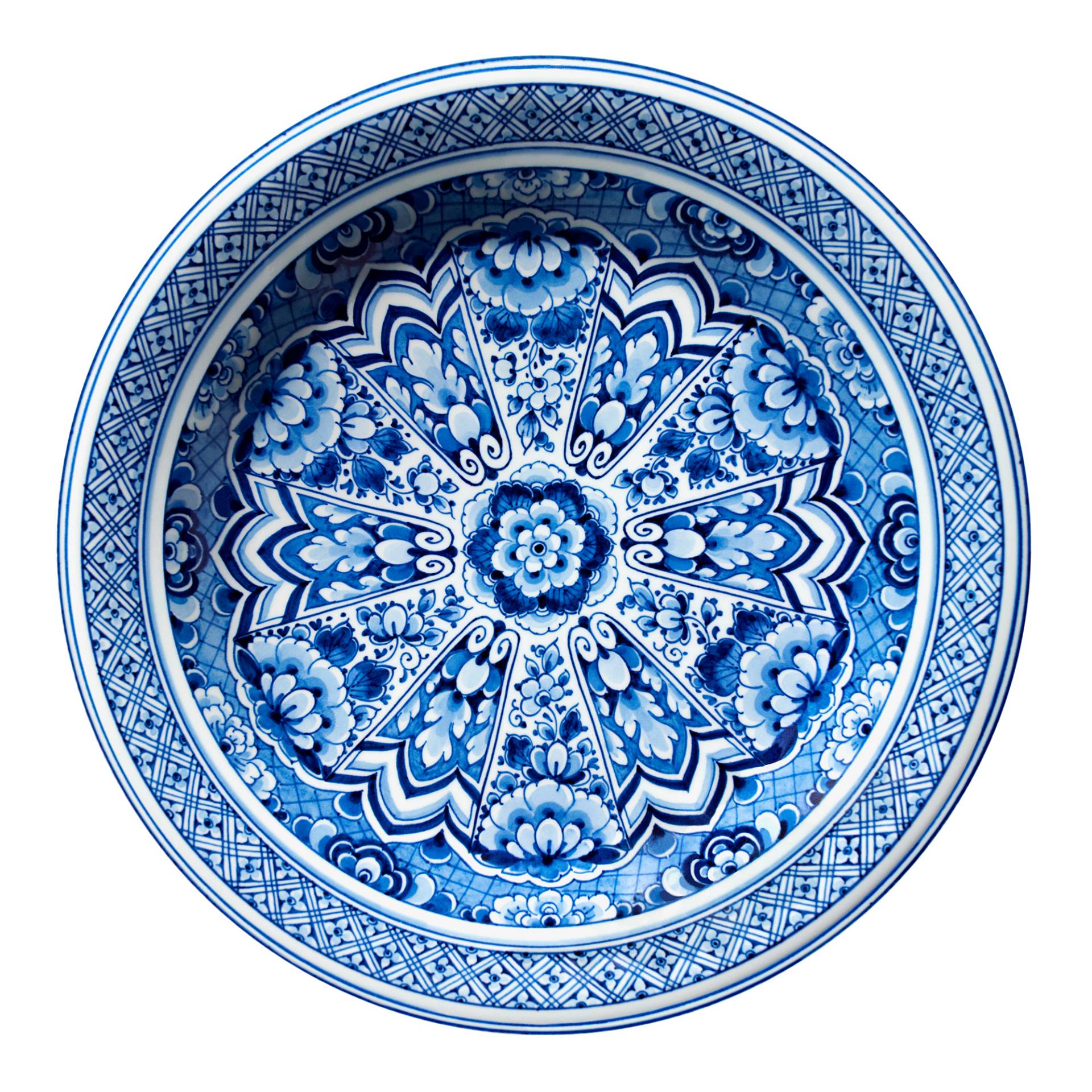 Moooi Carpets - Delft Blue Plate Teppich Ø350cm - blau/Polyamid mit niedrigem Flor von Moooi Carpets
