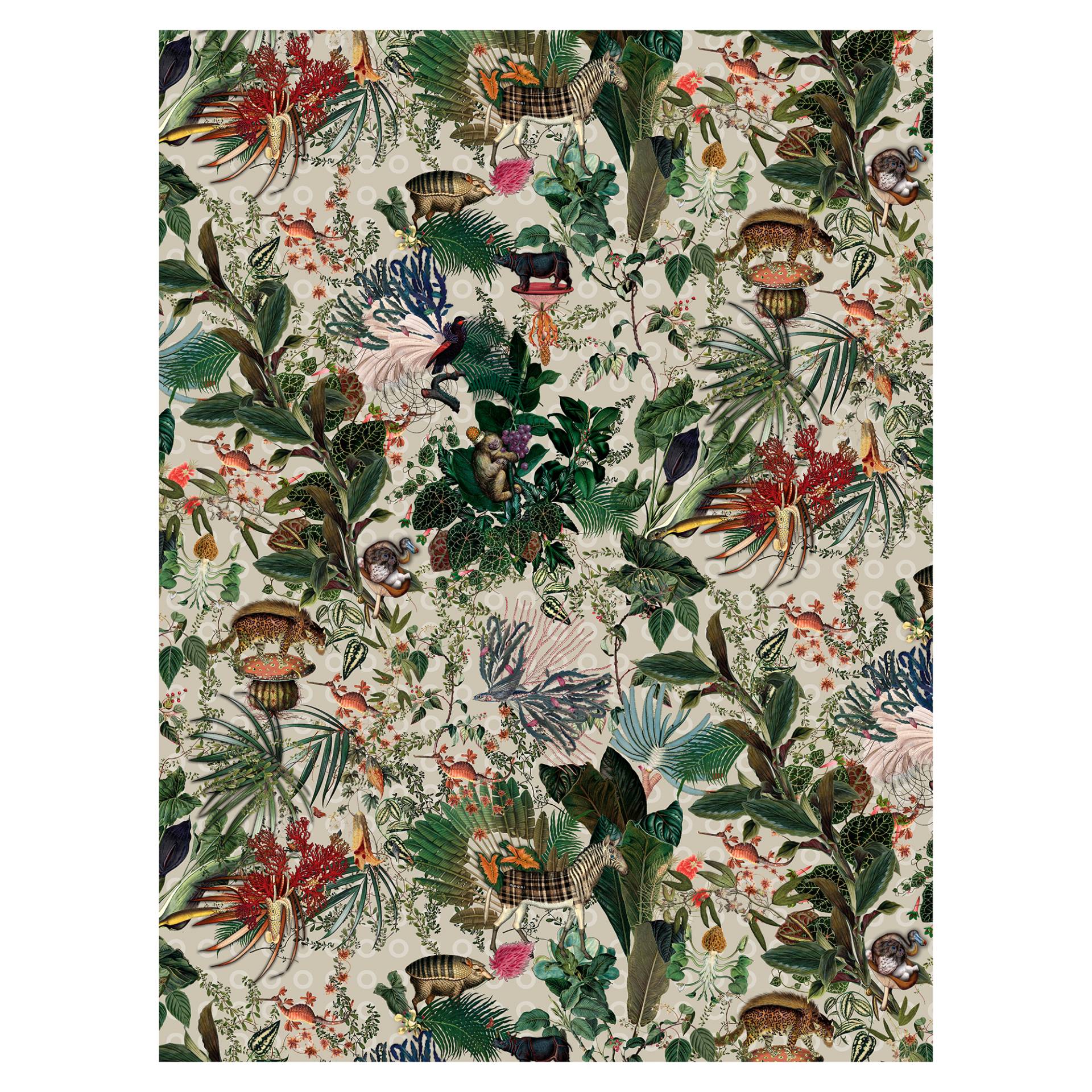 Moooi Carpets - Menagerie of Extinct Animals Ivory Rectangle Teppich 300x400cm - mehrfarben/Polyamid mit niedrigem Flor von Moooi Carpets