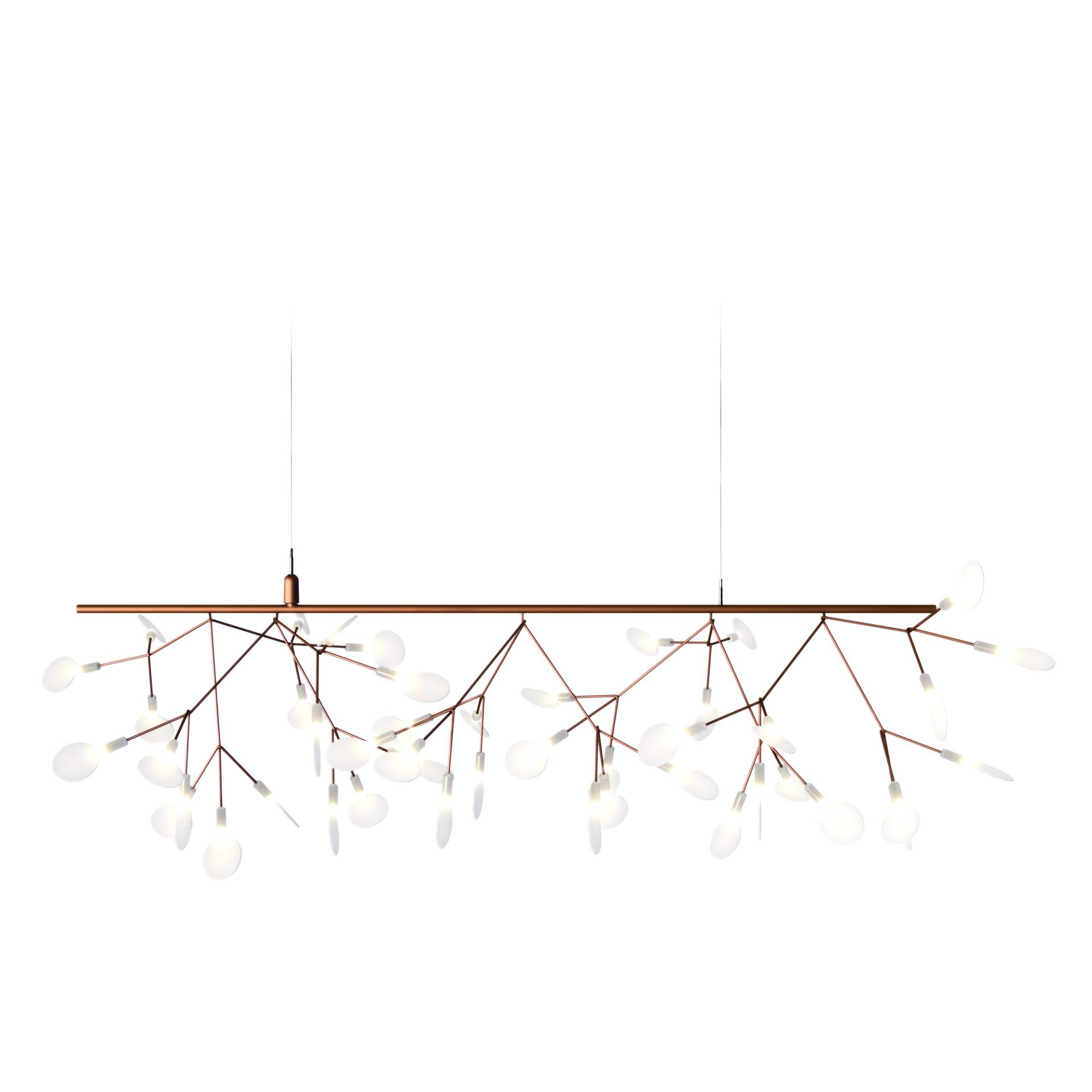 Moooi - Heracleum Endless LED Pendelleuchte - kupfer/weiß/45 Polycarbonatlinsen/BxTxH 116x57x37cm/45x LED/dimmbar/15W 400lm 2700K CRI80 von Moooi