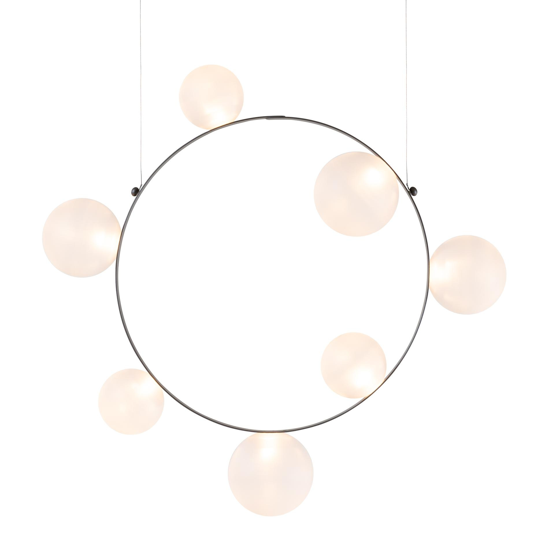 Moooi - Hubble Bubble 7 LED Pendelleuchte - weiß/mattiert/7x LED/dimmbar/BxTxH 73x10x71cm/Baldachin nickel 35x10x3cm/Gestell Metall/10W 306lm 2700K CR von Moooi