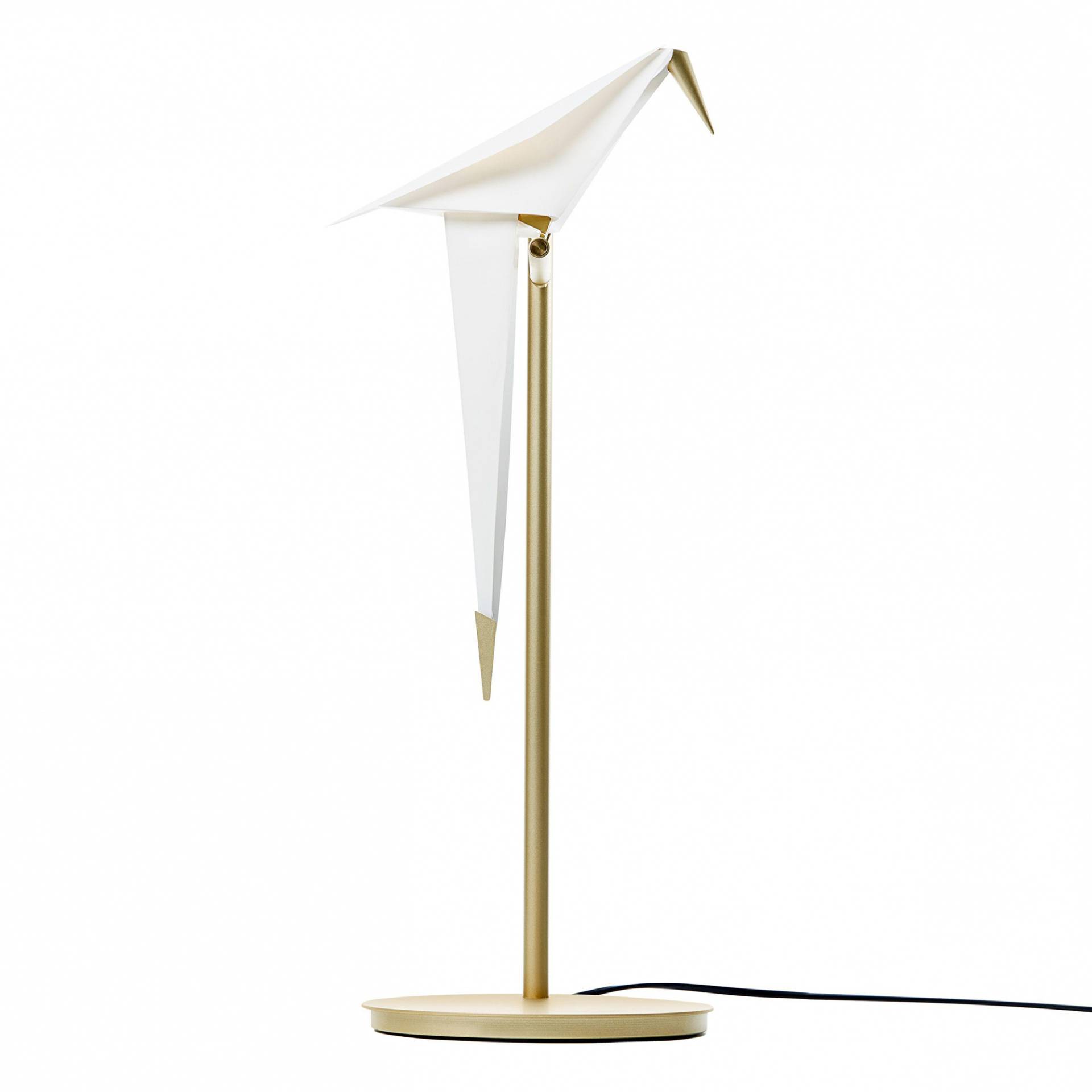 Moooi - Perch Light LED Tischleuchte - weiß/messing/H x L x B: 61.5 x 25 x 22cm/2700K/150lm von Moooi