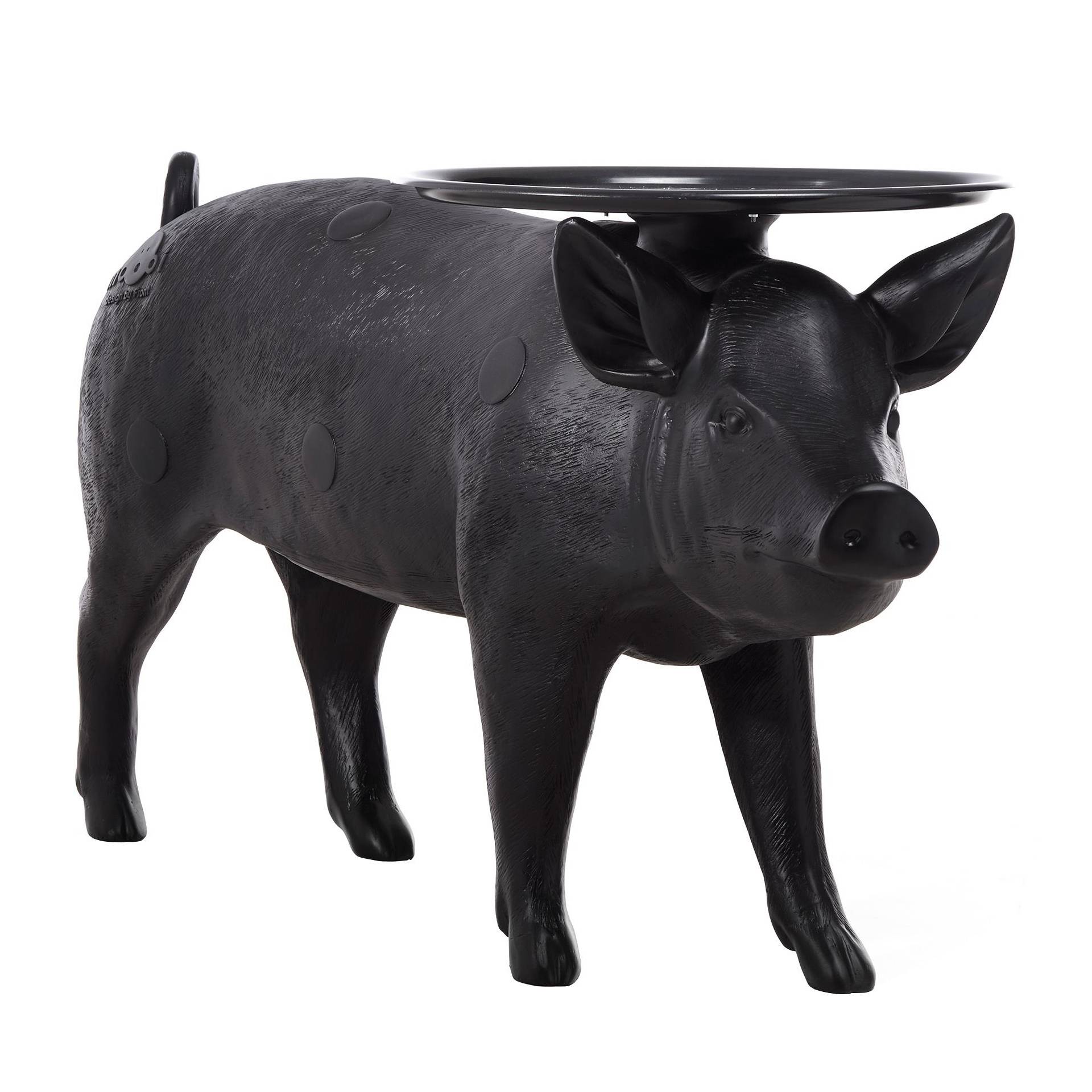 Moooi - Pig Table Beistelltisch - schwarz/Tischplatte ABS Ø60cm/BxHxT 167x77x60cm/Schwein Polyester/Moooi Smiley Logo von Moooi