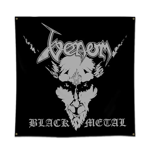 Moor Rod Venom Banner Flagge Schwarz Tapisserie Metall Wandkunst Flagge Wandbehang (90 x 91 cm, 150D Poly HD-Druck) für Wohnheim, Garage, Wanddekoration von Moor