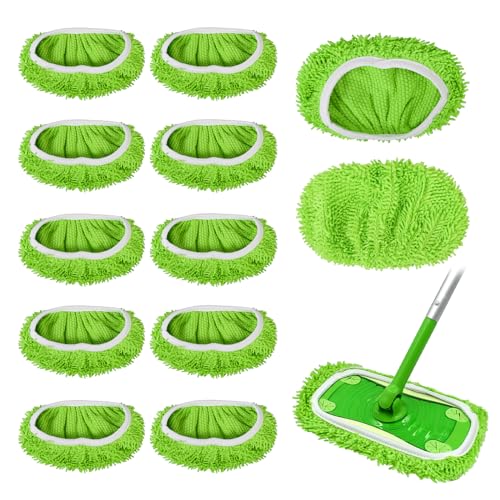 Moorle 12 Stück Tücher Kompatibel Mit Swiffer Sweeper Mop, Wiederverwendbare Mop Pads Koralle Samt, Waschbare Mopptuch Für Nass Und Trockengebrauch, Reinigung Pads Kompatibel Mit Swiffer Sweeper von Moorle