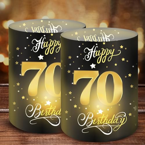 Moorle 12 Windlicht Tischdeko 70 Geburtstag, Deko 70. Geburtstag Männer, 70 Jahre Happy Birthday Tischdeko, Geburtstag Tischdeko Frauen, Windlichter Deko für Teelichter oder Kerzen von Moorle