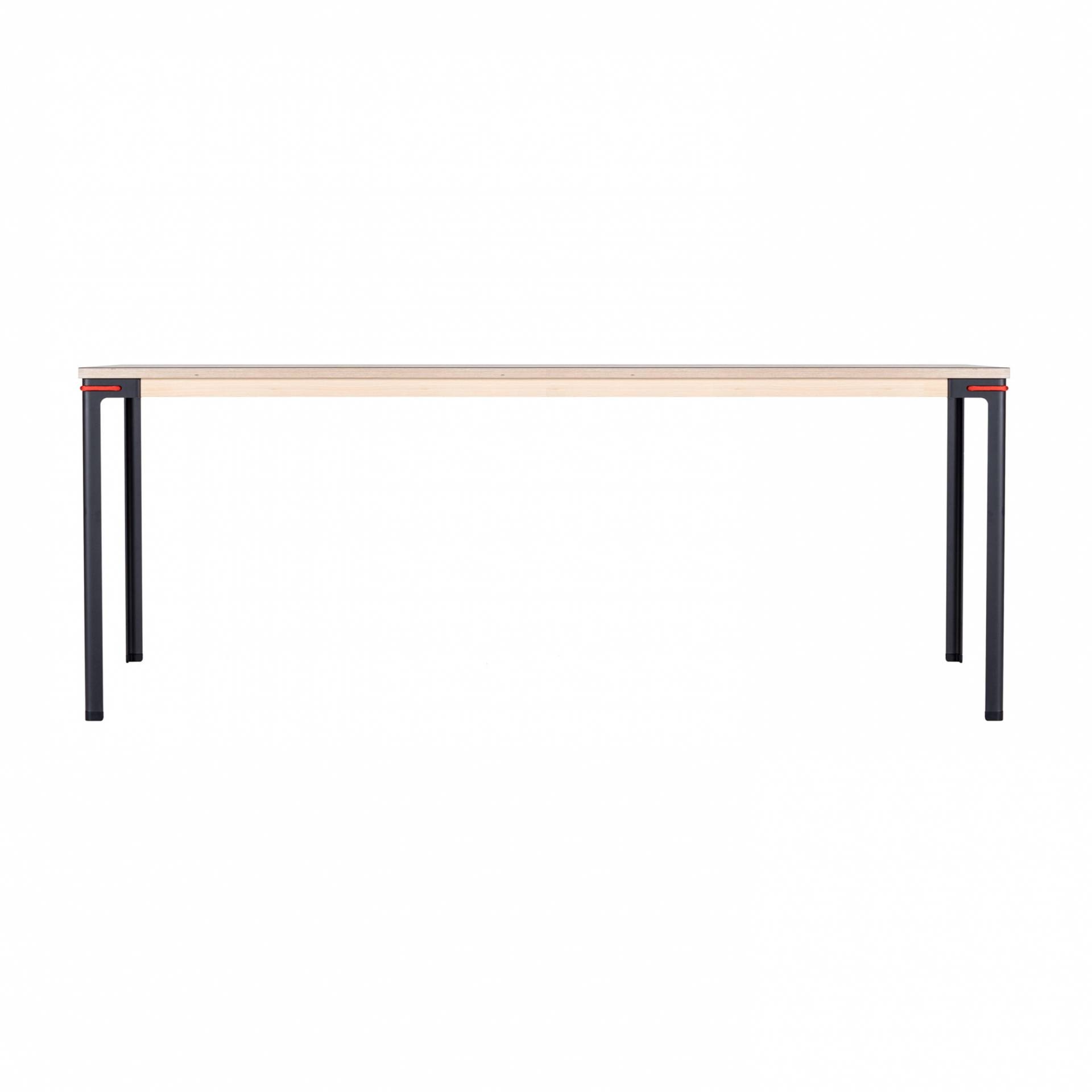 Moormann - Seiltänzer Tisch rechteckig 90x190cm - Linoleum schwarz/rotes Seil/Zarge esche/H 75cm/Gestell Stahl nitriert von Moormann