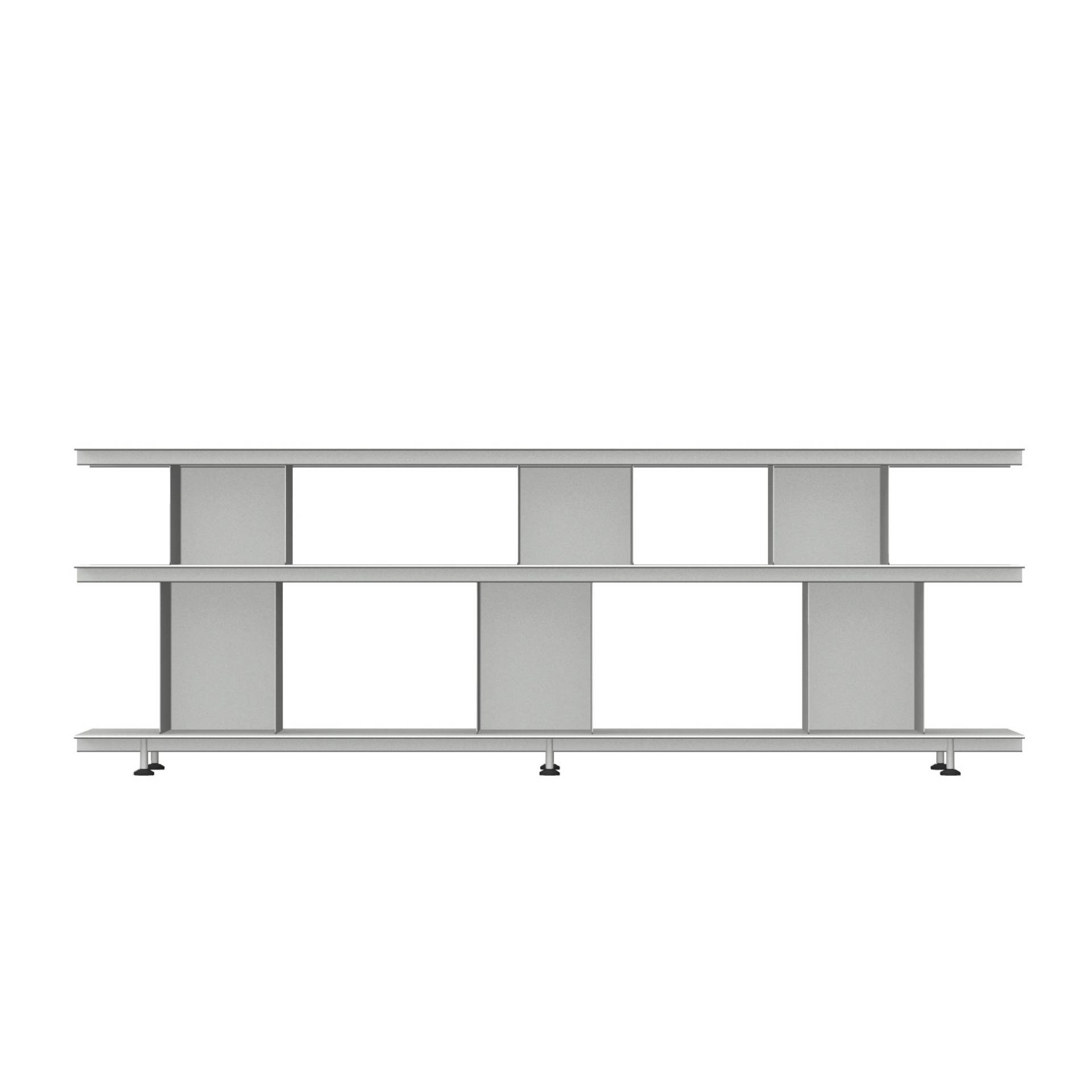 Moormann - Zoll D Regalsystem 180x33x70cm - lichtgrau/pulverbeschichtet/3 Boxen H22cm/3 Tablare 180x33cm/3 Boxen H 33cm/6x Fuß aluminium 4,5-6cm von Moormann