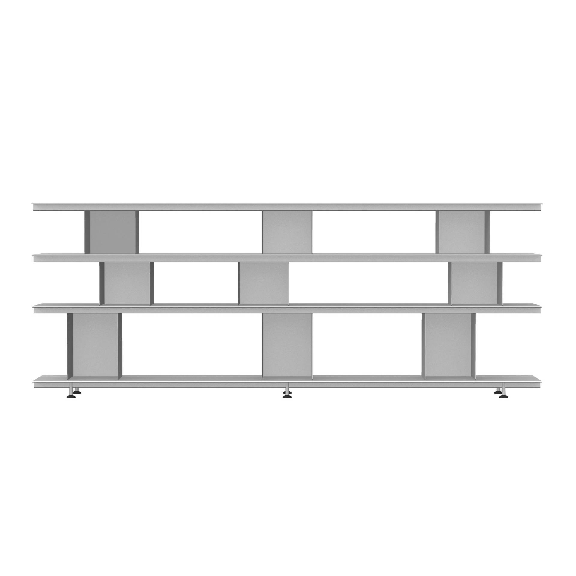 Moormann - Zoll D Regalsystem 220x33x95cm - lichtgrau/pulverbeschichtet/6 Boxen H22cm/6 Tablare 220x33cm/6x Fuß aluminium 4,5-6cm/3 Boxen H33cm von Moormann