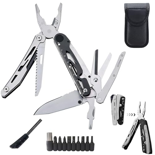 Moorstdel Multifunktionszange 12-in-1-3CR13 Edelstahl Zange mit abnehmbarer Schere - Outdoor Werkzeug für Camping, Klappbare Multifunktionszange, Ideal für Outdoor Camping von Moorstdel