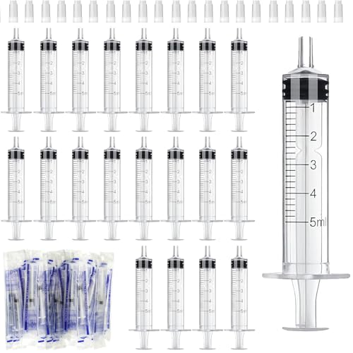 Mooshy 30 Stück 5ml Spritzen Kunststoffspritzen mit Deckel Sterile Kolostrum Spritze Ohne Nadeln Dosierspritze in Einzelverpackung für die Tierfütterung zur Abgabe Wissenschaftlichen Labor von Mooshy