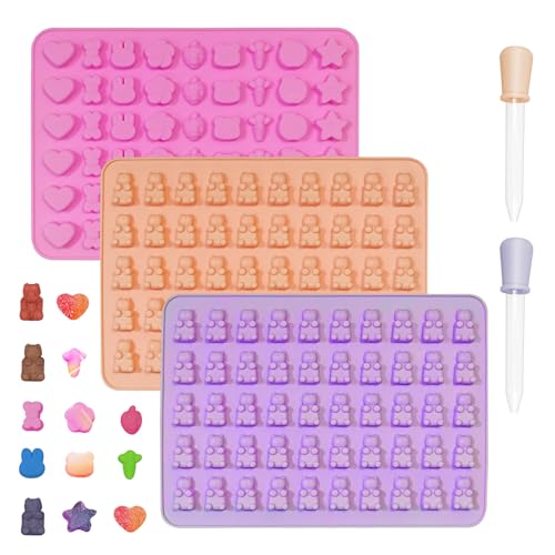 Mooshy Gummibärchen formen, 3 Stück Süßigkeiten Silikonformen mit 3 Pipetten, Wiederverwendbare Gummibärchen form Einfach zu reinigen für die Herstellung von Süßigkeiten Schokolade kleinen Eiswürfeln Mooshy Gummibärchen formen, 3 Stück Süßigkeiten Silikonformen mit 3 Pipetten, Wiederverwendbare Gummibärchen form Einfach zu reinigen für die Herstellung von Süßigkeiten Schokolade kleinen Eiswürfeln von Mooshy
