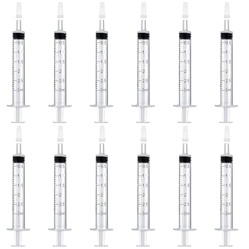 Mooshy Spritzen Set, 12 Stück Einwegspritzen, Spritze 3ml Kolostrum Spritze Spritze Ohne Nadel Set Spritze für Flüssigkeitsmaß Spritzen Tierfütterung, Pflanzenbewässerung von Mooshy