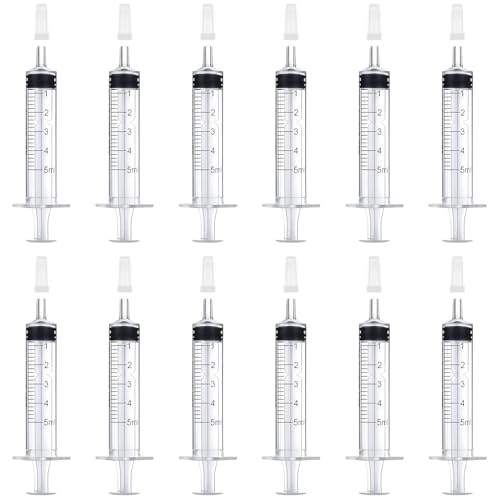 Mooshy Spritzen Set, 12 Stück Einwegspritzen, Spritzen 5ml Kolostrum Spritze Spritze Ohne Nadel Set Spritze für Flüssigkeitsmaß Spritzen Tierfütterung, Pflanzenbewässerung von Mooshy