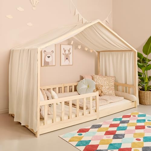 Mooskind Hausbett Himmel – Aus weichem Musselin in 7 Farben – 100% Bio-Baumwolle – Traumhafte Hausbett Deko & Himmelbett Vorhänge – Made in Europe mit Liebe Mooskind Hausbett Himmel – Aus weichem Musselin in 7 Farben – 100% Bio-Baumwolle – Traumhafte Hausbett Deko & Himmelbett Vorhänge – Made in Europe mit Liebe von Mooskind