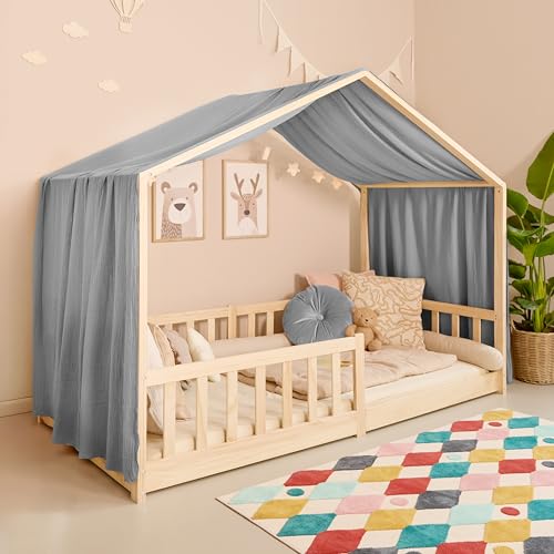 Mooskind Hausbett Himmel – Aus weichem Musselin in 7 Farben – 100% Bio-Baumwolle – Traumhafte Hausbett Deko & Himmelbett Vorhänge – Made in Europe mit Liebe von Mooskind