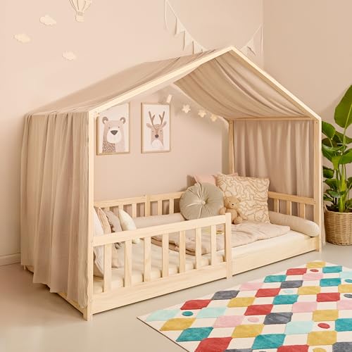 Mooskind Hausbett Himmel – Aus weichem Musselin in 7 Farben – 100% Bio-Baumwolle – Traumhafte Hausbett Deko & Himmelbett Vorhänge – Made in Europe mit Liebe von Mooskind