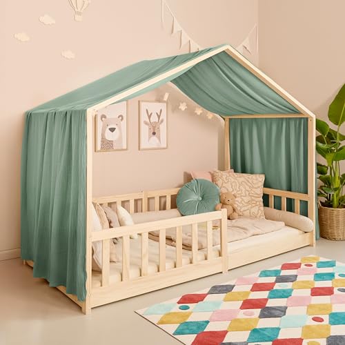 Mooskind Hausbett Himmel – Aus weichem Musselin in 7 Farben – 100% Bio-Baumwolle – Traumhafte Hausbett Deko & Himmelbett Vorhänge – Made in Europe mit Liebe von Mooskind