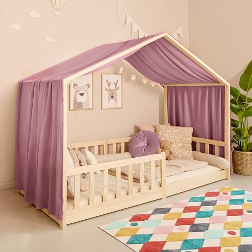 Mooskind Hausbett Himmel – Aus weichem Musselin in 7 Farben – 100% Bio-Baumwolle – Traumhafte Hausbett Deko & Himmelbett Vorhänge – Made in Europe mit Liebe von Mooskind
