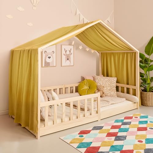 Mooskind Hausbett Himmel – Aus weichem Musselin in 7 Farben – 100% Bio-Baumwolle – Traumhafte Hausbett Deko & Himmelbett Vorhänge – Made in Europe mit Liebe von Mooskind