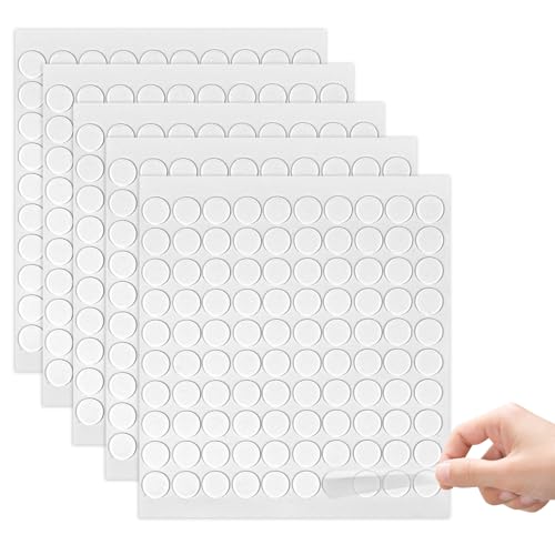 500 Stück Doppelseitige Klebepunkte, 20mm Foto Klebepads, Rund Transparente Aufkleber Keine Spuren Selbstklebende Klebepunkte für Poster, Ballon, Papier, Bürobedarf, DIY Basteln(5 Blatt) von Moosono