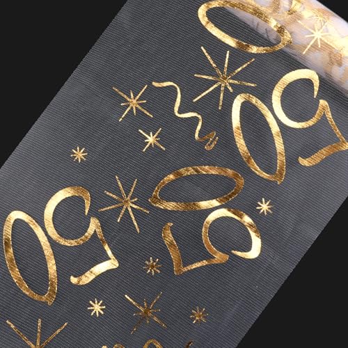 Tischläufer Geburtstag, 50 Geburtstag Deko(10m x 28cm), Tischdeko Geburtstag Tischläufer für Mann und Frau mit Schere Zuschneidbar( Gold ) von Moosono