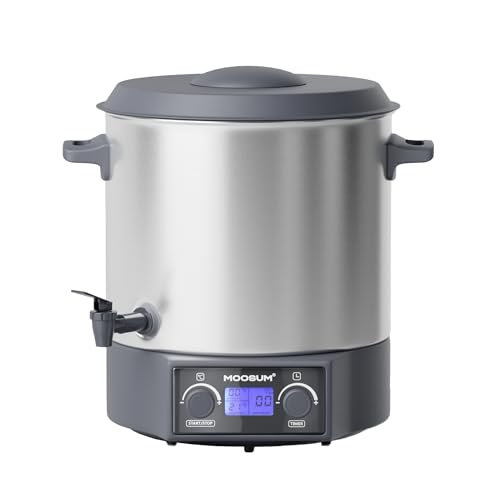 MOOSUM 27 Liter Einkochvollautomat（30-100℃）,LCD Display， Timer（20-120 Min）, Überhitzungsschutz, Ablaufhahn, Edelstahl, silber von Moosum