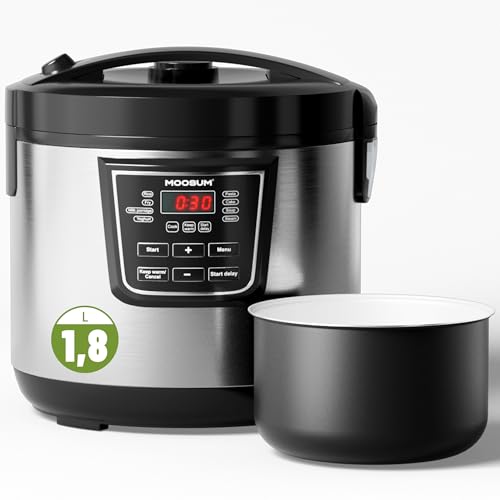 MOOSUM Elektrischer Reiskocher mit One Touch für asiatischen japanischen Sushi-Reis, 1,8l ungekocht, Braten, Milchbrei, Joghurt, Pasta, Kuchen, Suppe, Dampf von Moosum