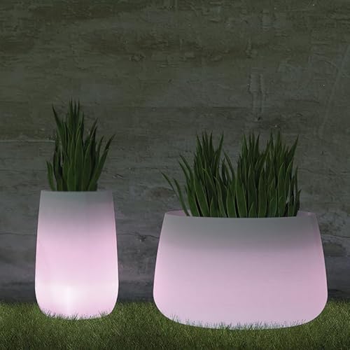 MOOVERE Pflanzkübel für Pflanzen und Blumen, für den Innen- und Außenbereich (Solar + wiederaufladbarer LED/RGB-Akku, hoch) von Moovere