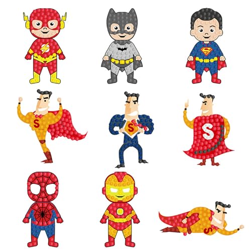 Diamond Painting Sticker Set, 9 Stück Cartoon Diamant Aufkleber, Super Diamond Painting Mosaik Aufkleber, DIY Diamant Painting Kit für Notebook, Cup, Malen Nach Zahlen von Moowi