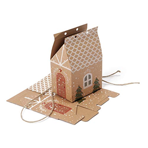 Mopec, min.25 Box Lebkuchenhaus Weihnachten 7 x 10,5 x 5 cm Packung mit 25 Stück, Holz, Einheitsgröße von Mopec