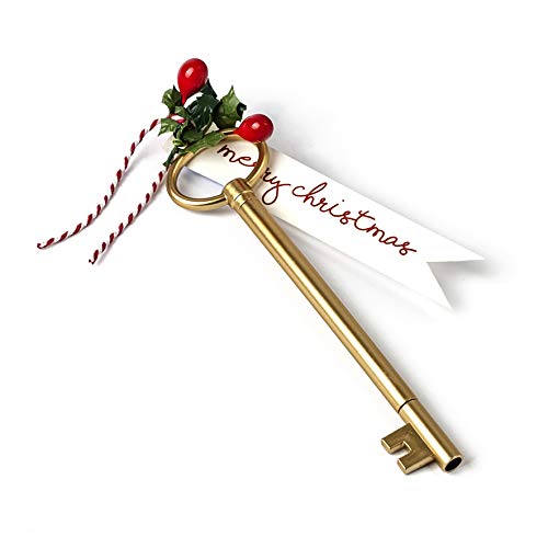 Mopec Marker Schlüssel Gold C. Verzierung Schlüsselstift Merry Christmas Karte und Stechpalme 15 cm, Einheitsgröße von Mopec