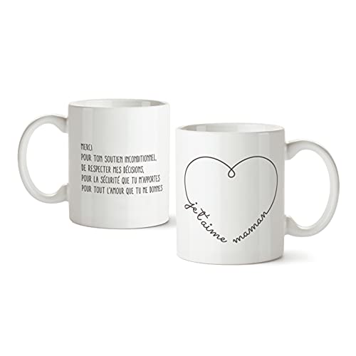 Mopec G471.6 Keramiktasse "Je T'Aime Maman" Herz, Weiß von Mopec