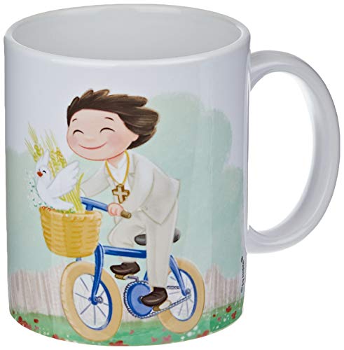 Mopec G912.3.5 Keramiktasse für Kinder, Kommunion, Kind im Fahrrad, mit Geschenkbox, Porzellan von Mopec