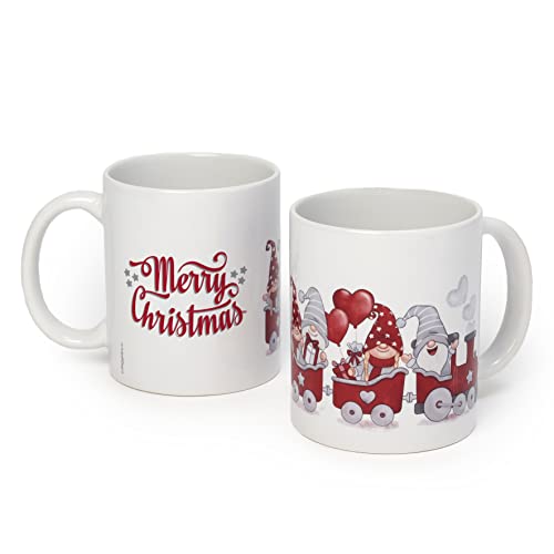 Mopec NG4.3 Tasse Keramik Zug Zwerge Rot Merry Christmas Weiß, One Size von Mopec