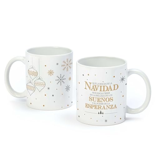 Mopec NG7 Tasse mit Schneeflocken, Weihnachtsbotschaft, 325 ml, 8,1 x 9,5 x 8 cm, goldfarben von Mopec