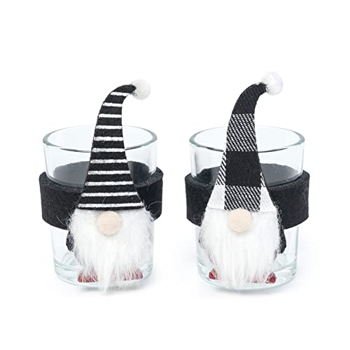 Mopec NI2 2er Pack Kerzenhalter aus Glas mit Dekoration Gnomo Schwarz Filz 6,5 x 9 cm Mopec NI2 2er Pack Kerzenhalter aus Glas mit Dekoration Gnomo Schwarz Filz 6,5 x 9 cm von Mopec