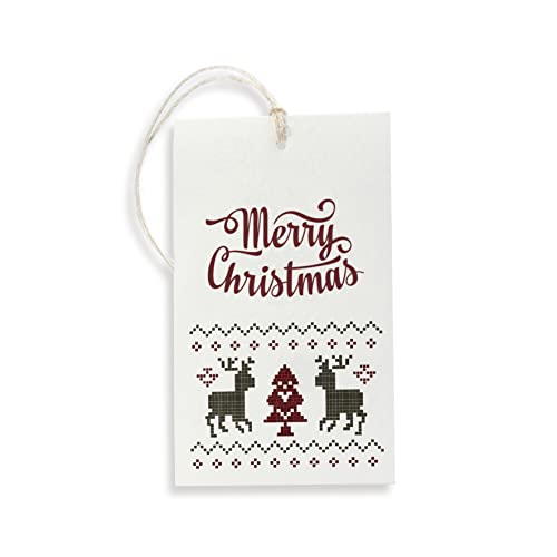 Mopec NX909.3 Packung mit 25 Karten Merry Christmas Rentier gewebt mit Band 6 x 10 cm, weiß, 6x10cm von Mopec