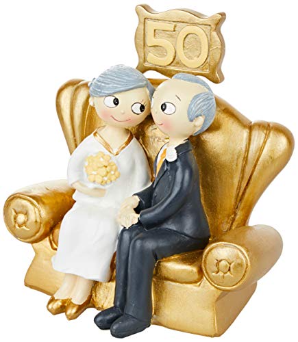 Mopec Pop & Fun Figur für Hochzeitstorte, Gold, 50. Jahrestag, 16 x 16,5 cm, Dark Gold von Mopec