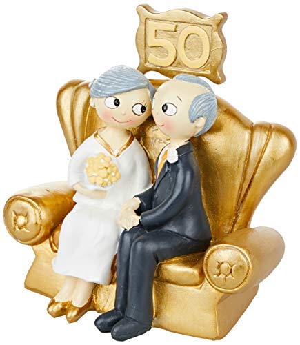 Mopec Pop&Fun Tortenfigur Goldene Hochzeit 16 x 16,5 cm, Acryl, Einheitsgröße von Mopec