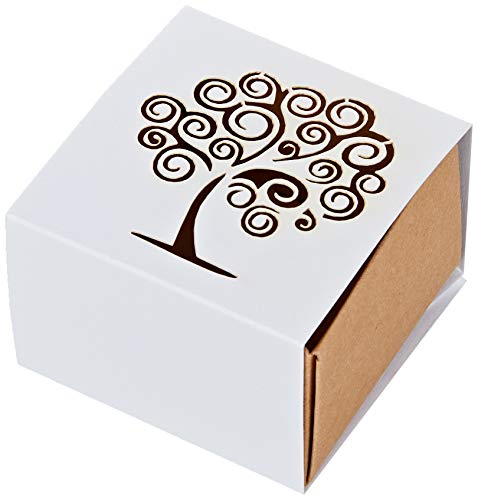 Mopec Quadratische Papierbox Baum des Lebens für Hochzeit, Weiß mit Gold, Einheitsgröße, 25 Stück von Mopec