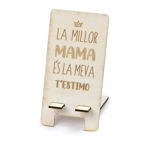 Mopec W36.2 La Millor Mama Handyhalter aus Holz, 7 x 14 cm, braun, Normal von Mopec