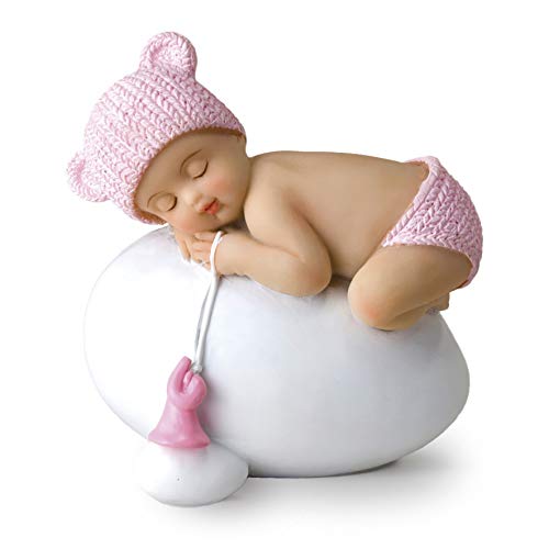 Mopec Y944.2 Tortenfigur Baby Mädchen zur Taufe, Gummi, Rosa, 7,5x8cm von Mopec